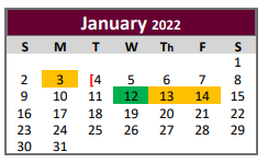 District School Academic Calendar for Lyndon B Johnson Elementary for January 2022