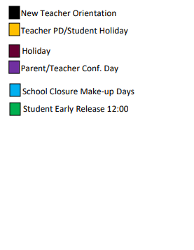 District School Academic Calendar Legend for Lyndon B Johnson Middle