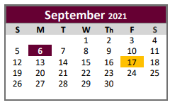 District School Academic Calendar for Lyndon B Johnson Middle for September 2021