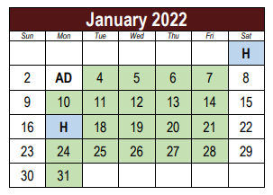 District School Academic Calendar for North Side Elementary School for January 2022