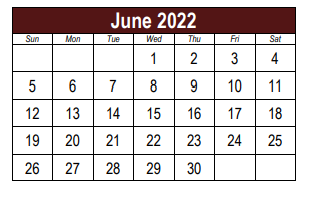 District School Academic Calendar for Indian Trail Middle School for June 2022