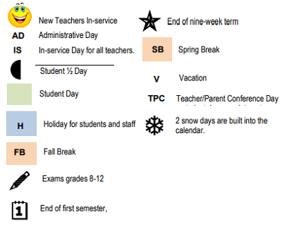 District School Academic Calendar Legend for Towne Acres Elementary School