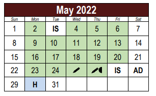 District School Academic Calendar for Lake Ridge Elementary School for May 2022