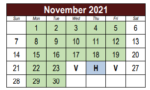 District School Academic Calendar for Science Hill High School for November 2021