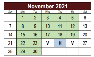 District School Academic Calendar for Cherokee Elementary School for November 2021