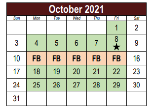 District School Academic Calendar for Cherokee Elementary School for October 2021