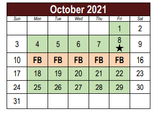 District School Academic Calendar for Lake Ridge Elementary School for October 2021