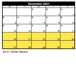 District School Academic Calendar for Midvalley School for December 2021