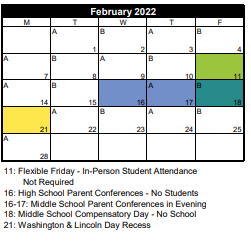 District School Academic Calendar for Hillcrest High for February 2022