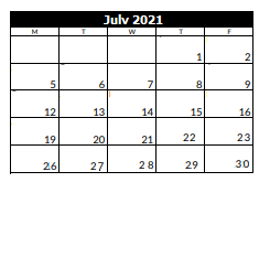 District School Academic Calendar for Copperview School for July 2021