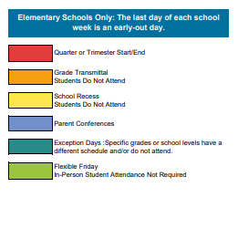 District School Academic Calendar Legend for Granite School