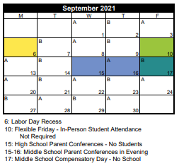 District School Academic Calendar for Shelter School for September 2021