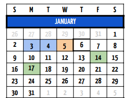 District School Academic Calendar for Plum Creek El for January 2022