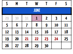 District School Academic Calendar for R C Loflin Middle for June 2022