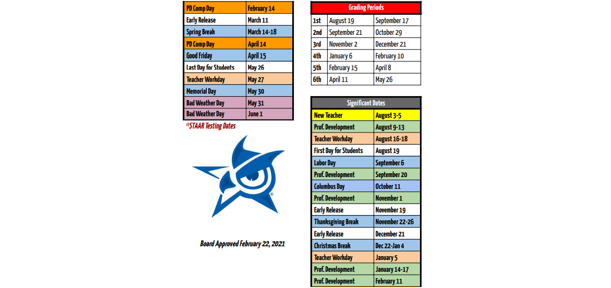 District School Academic Calendar Key for A G Elder El