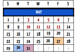 District School Academic Calendar for Joshua H S for May 2022