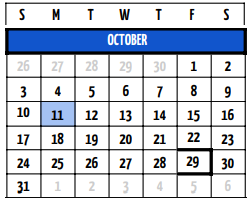 District School Academic Calendar for Johnson County J J A E P for October 2021
