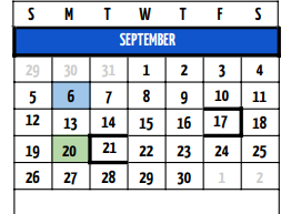 District School Academic Calendar for A G Elder El for September 2021