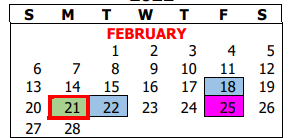 District School Academic Calendar for Atascosa County Juvenile Justice C for February 2022