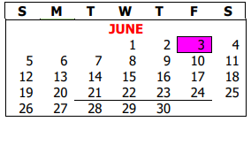 District School Academic Calendar for Atascosa County Juvenile Justice C for June 2022