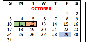 District School Academic Calendar for Jourdanton High School for October 2021
