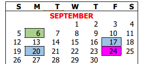 District School Academic Calendar for Bigfoot Alter Sch for September 2021
