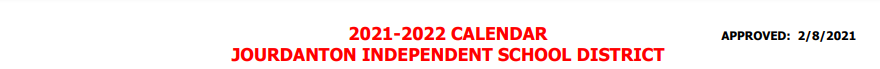 District School Academic Calendar for Jourdanton Elementary