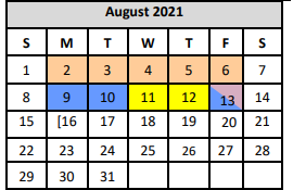 District School Academic Calendar for Ed Franz  Elementary for August 2021