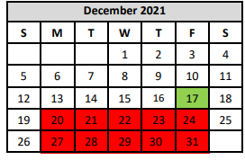 District School Academic Calendar for Hopkins Elementary for December 2021