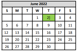 District School Academic Calendar for Judson High School for June 2022