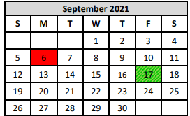 District School Academic Calendar for Thompson Ctr for September 2021