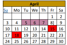 District School Academic Calendar for Junction Elementary for April 2022