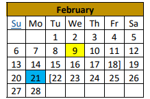 District School Academic Calendar for Junction High School for February 2022