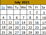 District School Academic Calendar for Junction Elementary for July 2021