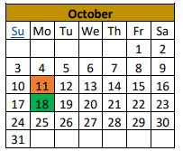 District School Academic Calendar for Junction Middle for October 2021