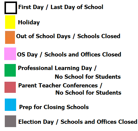 District School Academic Calendar Legend for Sissonville Elementary School