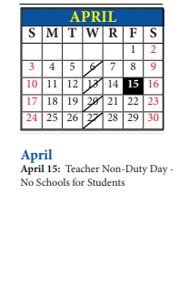 District School Academic Calendar for Claude A Huyck Elem for April 2022