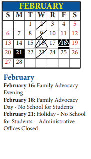 District School Academic Calendar for Washington High for February 2022