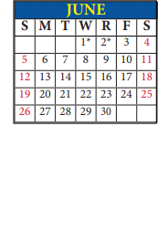 District School Academic Calendar for Wm A White Elem for June 2022