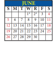 District School Academic Calendar for J C Harmon High for June 2022