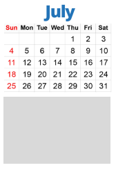 District School Academic Calendar for Woodland Elementary for July 2021