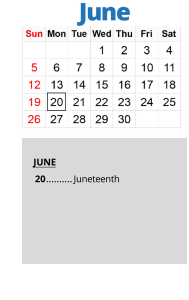 District School Academic Calendar for J. A. Rogers Middle for June 2022