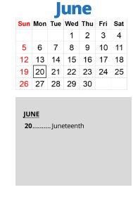 District School Academic Calendar for Mercy Hospital for June 2022