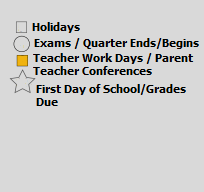 District School Academic Calendar Legend for Central Middle