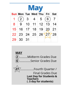 District School Academic Calendar for Milton Moore Elementary for May 2022