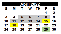 District School Academic Calendar for Karnes City D A E P for April 2022