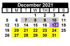 District School Academic Calendar for Karnes City D A E P for December 2021