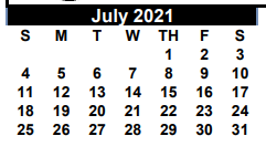 District School Academic Calendar for Karnes Co Acad for July 2021