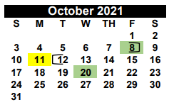 District School Academic Calendar for Karnes City High School for October 2021