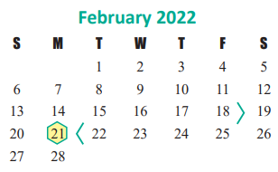 District School Academic Calendar for Memorial Parkway Elementary for February 2022